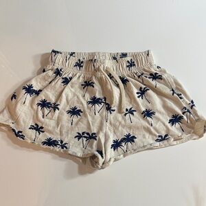 Zara Kids Cream and Blue Palm Tree Shorts